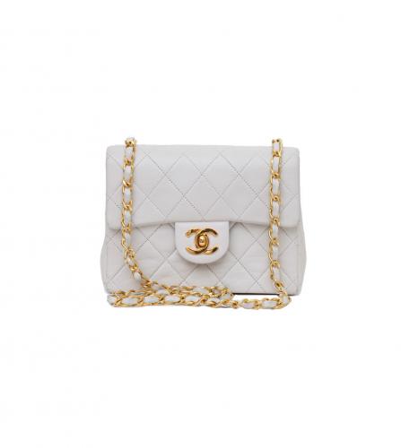 CHANEL LAMBSKIN QUILTED MINI FLAP WHITE
