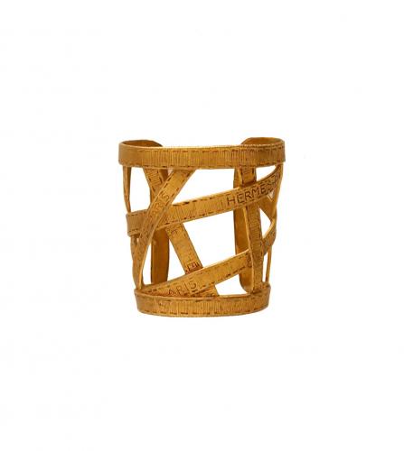 HERMES RIBBON CUFF GOLD TONE