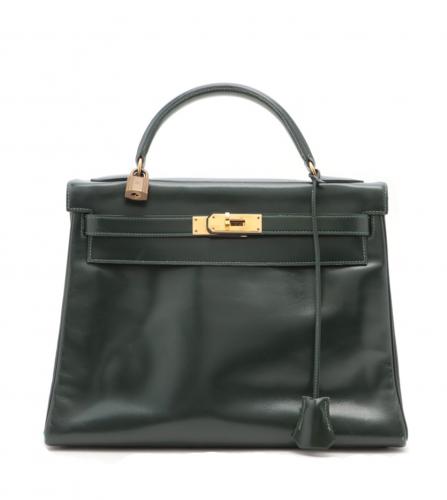 HERMES KELLY 32 BOX CALF GREEN