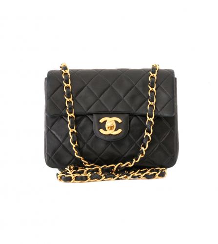 CHANEL LAMBSKIN QUILTED MINI FLAP BLACK