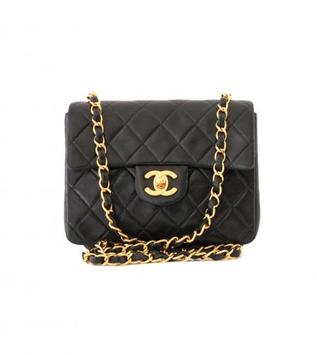 CHANEL LAMBSKIN QUILTED MINI FLAP BLACK