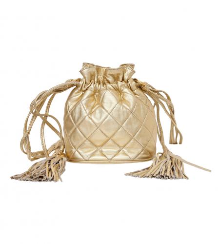CHANEL GOLD DRAWSTRING BAG