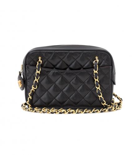 CHANEL BLACK CAMERA BAG