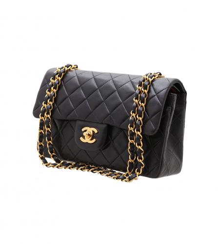 CHANEL LAMBSKIN QUILTED MEDIUM DOUBLE FLAP BLACK