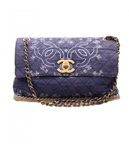 CHANEL MAXI BLUE PRINTED FLAP BAG