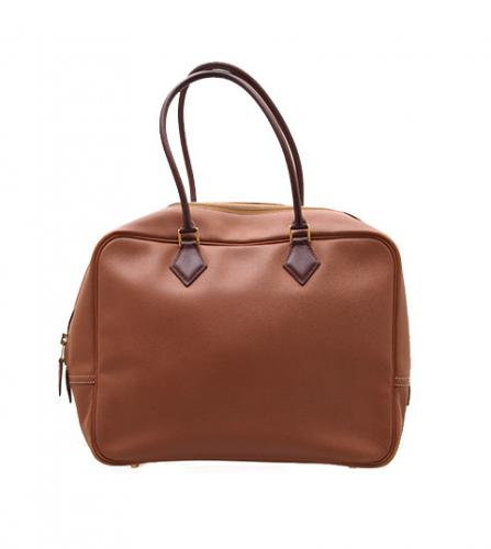 HERMES BROWN BARENIA COURCHEVEL PLUME BAG