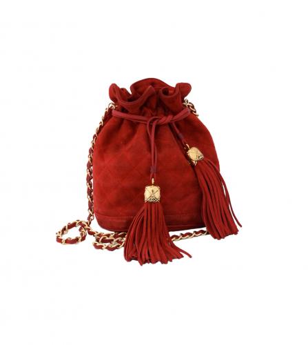 CHANEL RED DRAWSTRING BAG