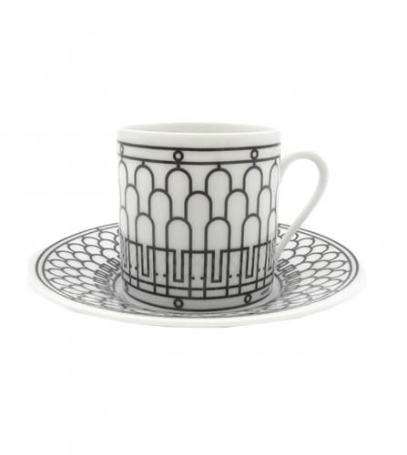 HERMES H DECO CUP AND SAUCER