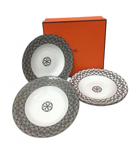 HERMES FIL D'ARGENT SOUP PLATES