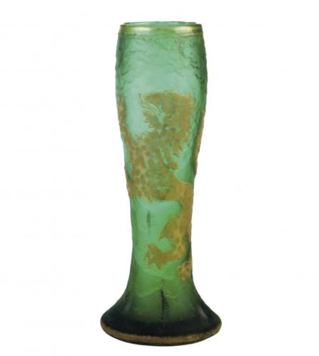 A FRENCH GILT AND ENAMELED GLASS VASE