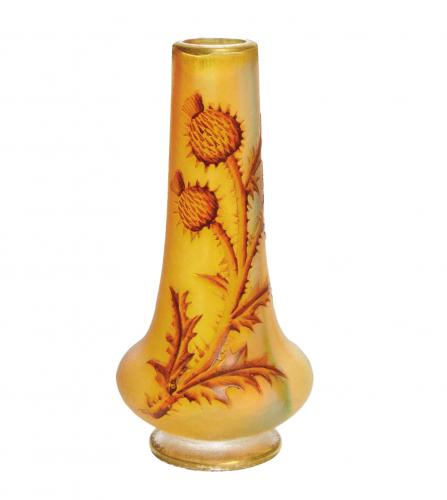 DAUM ENAMEL GLASS SOLIFLEUR VASE