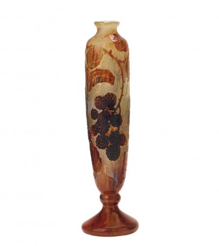 FRENCH 'RASPBERRY' VITRIFIED CAMEO GLASS VASE