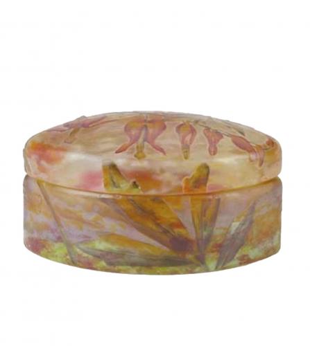 DAUM NANCY ENAMELED GLASS COVERED BOX