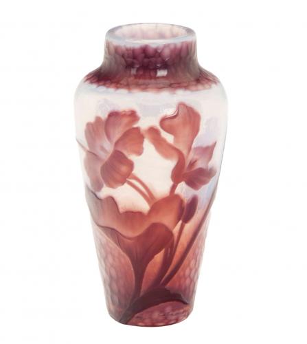 FRENCH CAMEO AND MARTELE GLASS SMALL BUD VASE