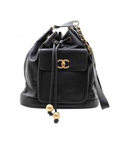 CHANEL BLACK DRAWSTRING BAG