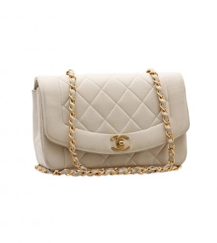 Chanel Vintage Beige Caviar Classic Medium Diana Flap Bag 24k GHW –  Boutique Patina