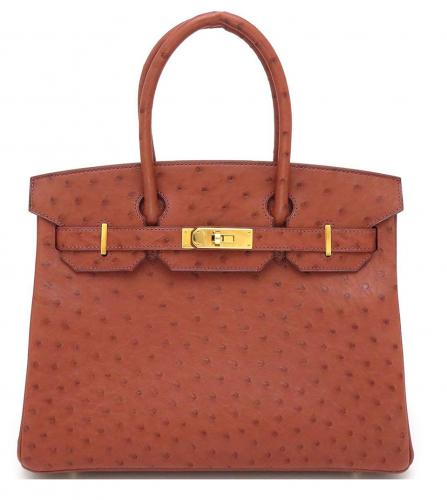 HERMES BIRKIN 30 OSTRICH BORDEAUX VINTAGE PARIS