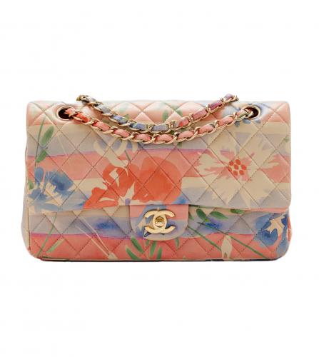 CHANEL MULTICOLOR PRINTED DOUBLE FLAP BAG