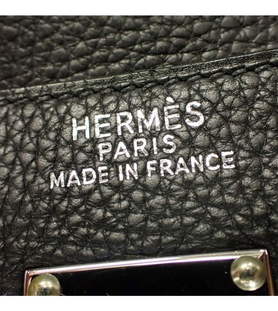 HERMES Birkin 50 Taurillon Clemence Leather Palladium Men's Travel