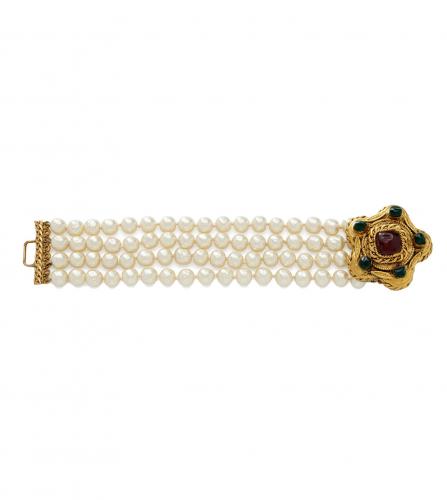 CHANEL GRIPOIX GLASS IMITATION PEARL BRACELET