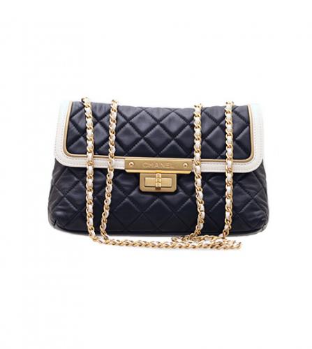 CHANEL LAMBSKIN QUILTED MEDIUM FLAP BICOLOR