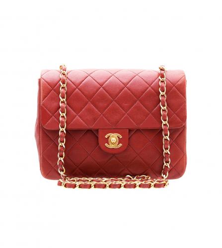 CHANEL RED FLAP BAG 20 MINI