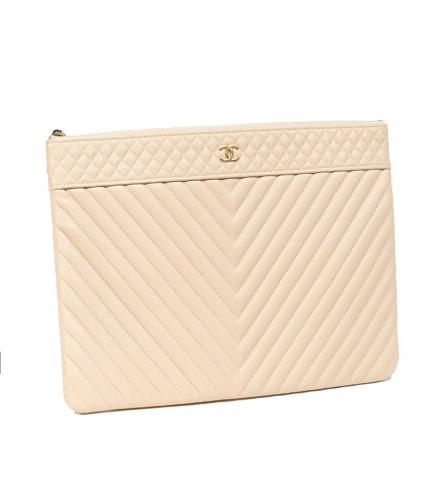 CHANEL BEIGE CLUTCH