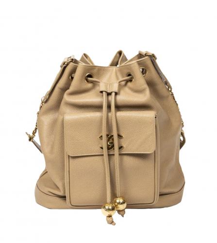 CHANEL CAVIARSKIN DRAWSTRING BEIGE