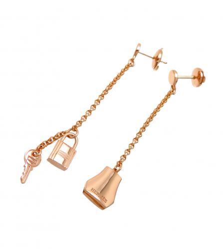 HERMES CLOCHETTE PINK GOLD EARRINGS