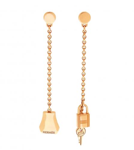 HERMES CLOCHETTE PINK GOLD EARRINGS