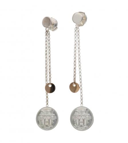 HERMES EX LIBRIS SILVER EARRINGS