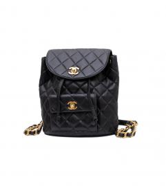 CHANEL BLACK BACKPACK GOLD TONE