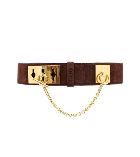 CELINE BROWN SUEDE BELT