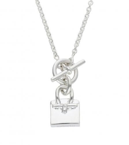 HERMES BIRKIN SILVER CHARM NECKLACE