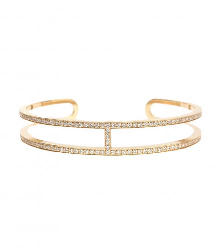 HERMES EVER CHAINE D'ANCRE GOLD DIAMOND BANGLE