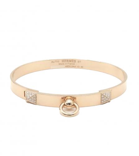 HERMES COLLIER DE CHIEN GOLD DIAMOND BANGLE
