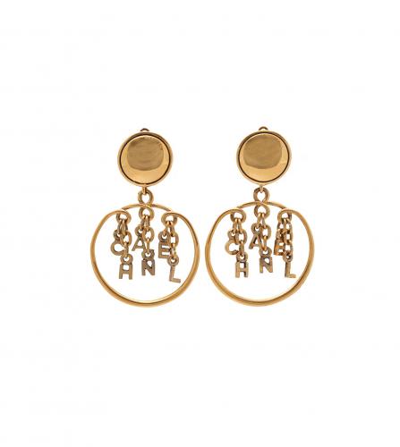 CHANEL LOGO TASSEL CLIP-ON EARRINGS