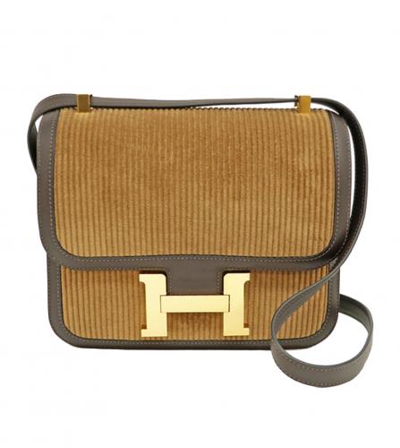 HERMES CONSTANCE 24 SWIFT CORDUROY BROWN