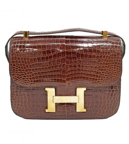 HERMES CONSTANCE 23 CROCODILE BROWN