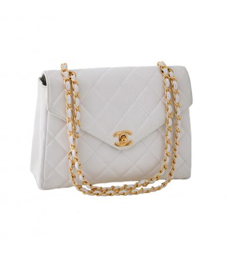 CHANEL WHITE ENVELOPE FLAP BAG