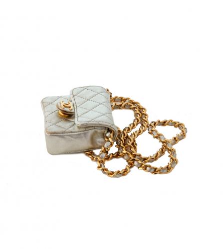 CHANEL GOLD MINIMINI FLAP BAG NECKLACE